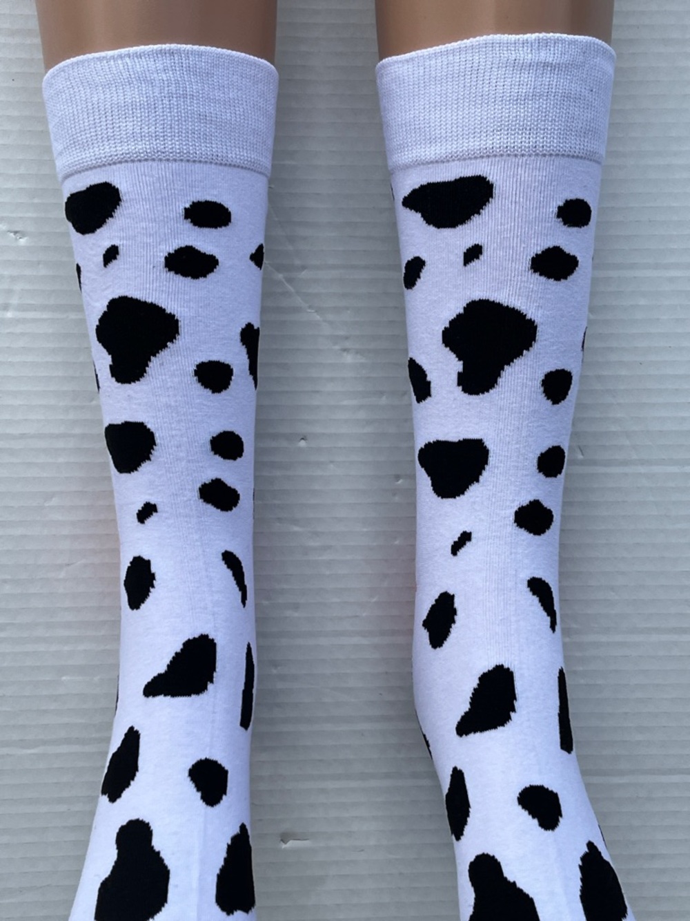 Cow-Print Crew Socks with Pink Accents - Picture 3 of 5